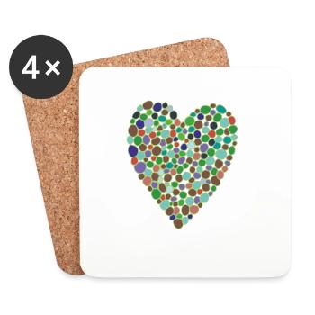 Vert coeur - Dessous de verre (lot de 4) - blanc - Devant
