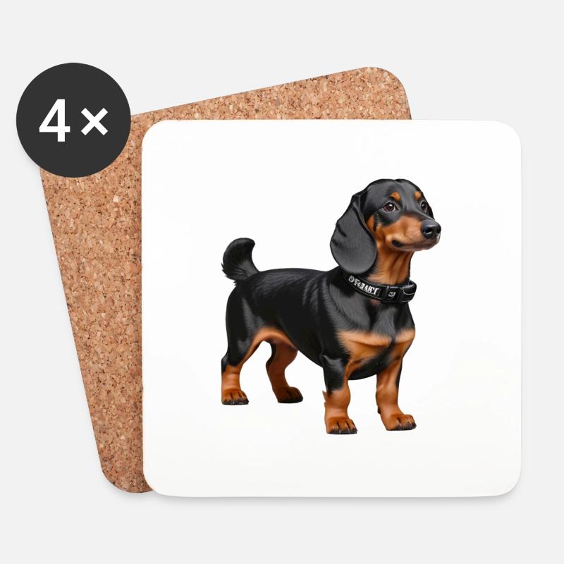 Dachshund - Untersetzer (4er-Set) - Weiß