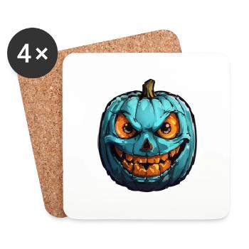 Halloween Kürbis - Untersetzer (4er-Set) - Weiß - Vorne