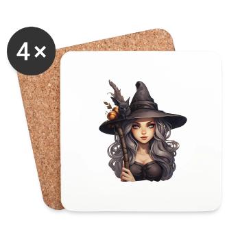 Halloween Hexe - Untersetzer (4er-Set) - Weiß - Vorne