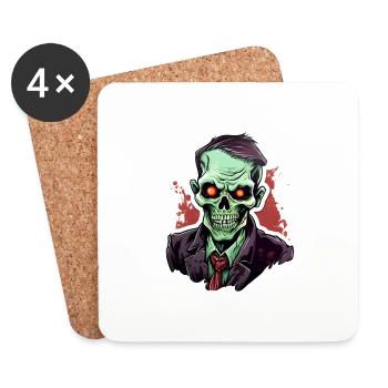 Zombie d’Halloween - Dessous de verre (lot de 4) - blanc - Devant