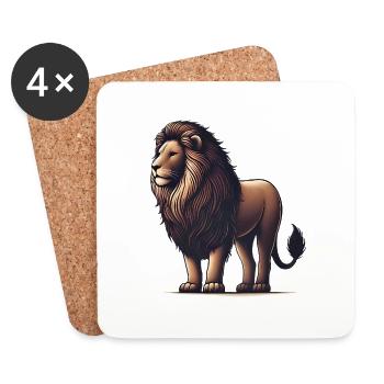 Majestic Lion Illustration TShirt - Coasters (set of 4) - white - Front