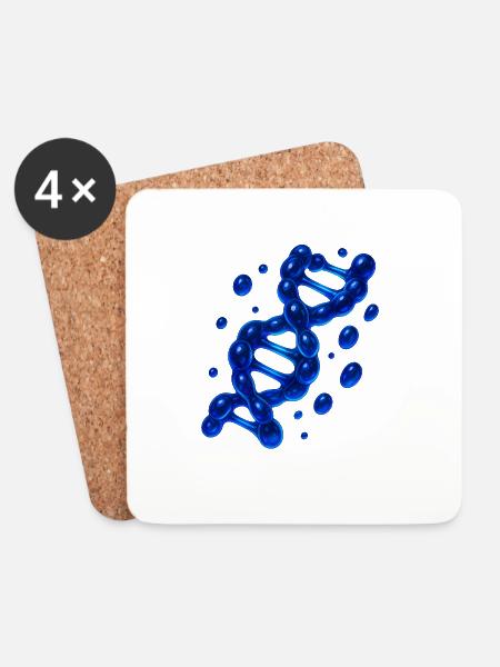 3D DNS Helix Molekül Blau - Untersetzer (4er-Set) - Weiß