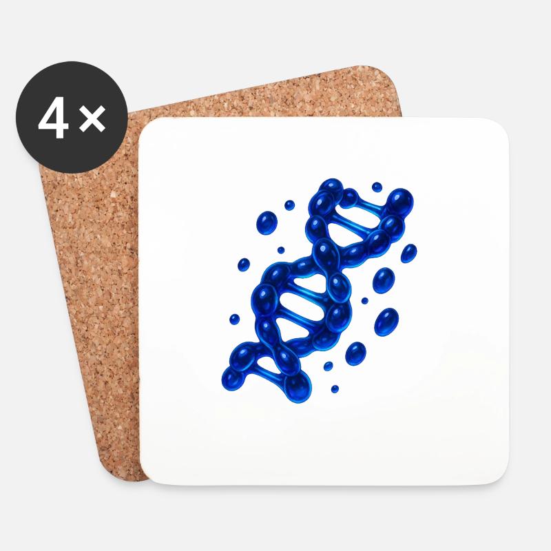 3D DNS Helix Molekül Blau - Untersetzer (4er-Set) - Weiß