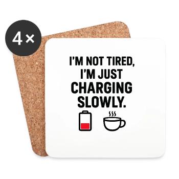 Humorous energy motif for coffee lovers - Coasters (set of 4) - white - Front