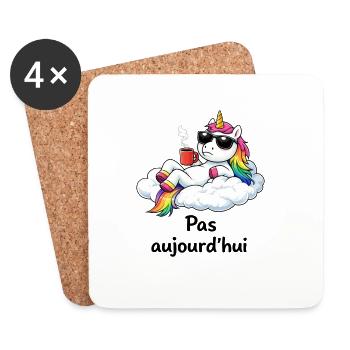 Relaxed unicorn and relaxed/funny/cute humor - Coasters (set of 4) - white - Front