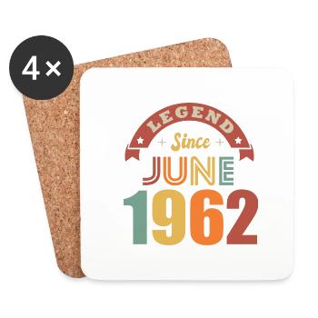 Anniversary 60 years legend born in June 1962 - Coasters (set of 4) - white - Front