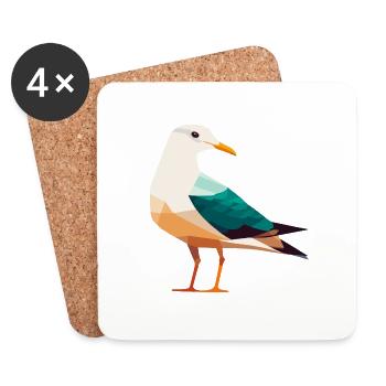North Sea Coast Seagull Polygon - Coasters (set of 4) - white - Front