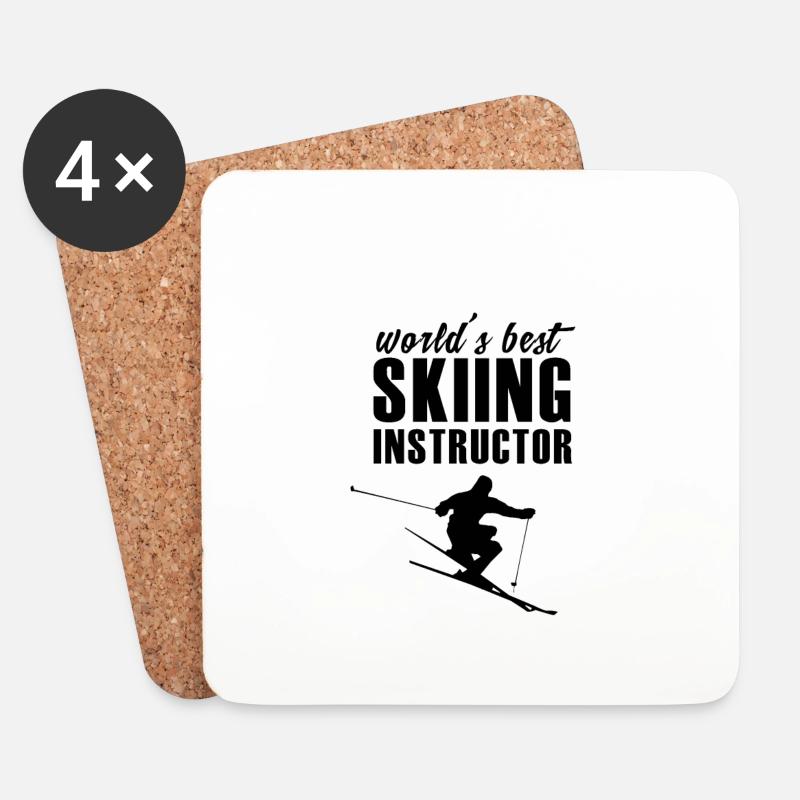 Ski Skifahren Skilehrerin Skilehrer Ski Instructor - Untersetzer (4er-Set) - Weiß