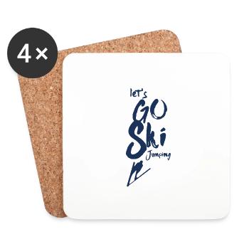 Saut de ski - Dessous de verre (lot de 4) - blanc - Devant