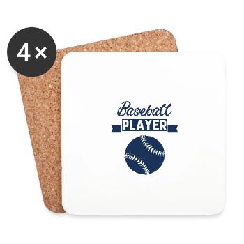 Baseball Baseball Baseball Baseball - Untersetzer (4er-Set) - Weiß - Vorne