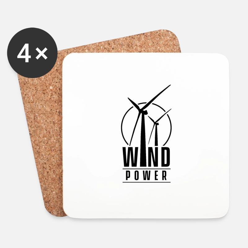 Windkraft Windenergie - Untersetzer (4er-Set) - Weiß