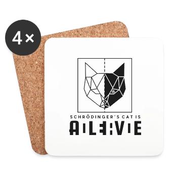 MORT ET VIVANT RECHERCHÉ PHYSIQUE LE CHAT DE SCHRÖDINGER - Dessous de verre (lot de 4) - blanc - Devant