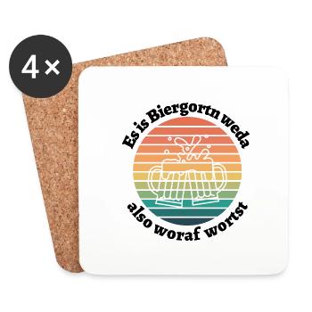 Biergordn weda- bayerischer Spruch - Untersetzer (4er-Set) - Weiß - Vorne