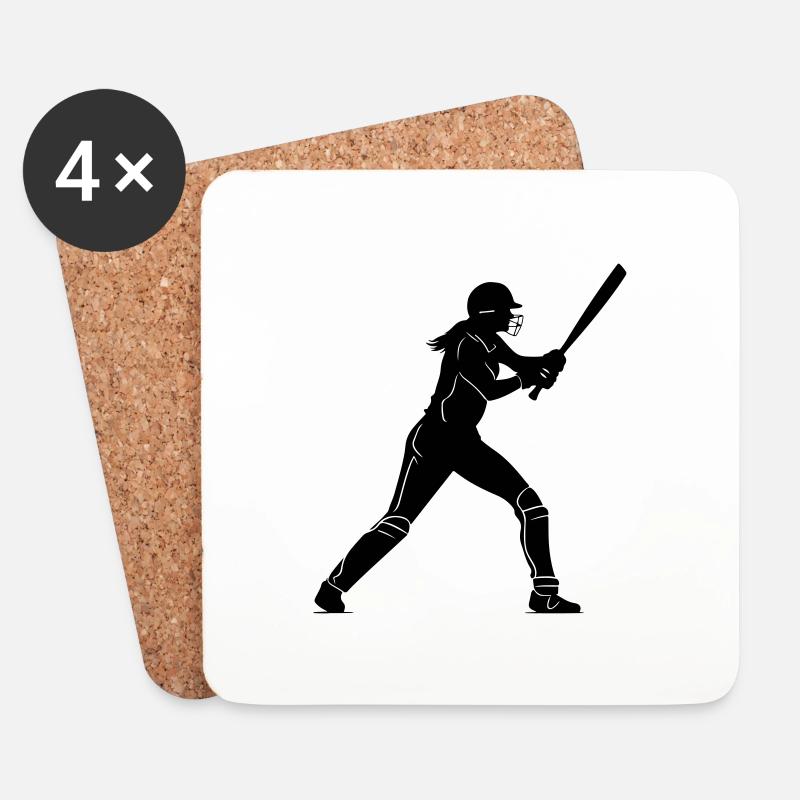 Cricket Frau Symbol - Untersetzer (4er-Set) - Weiß