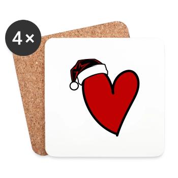 Coeur Noël - Dessous de verre (lot de 4) - blanc - Devant