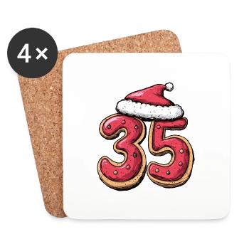 35 Zahl Weihnachten - Untersetzer (4er-Set) - Weiß - Vorne