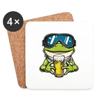 Frosch Ski Bier - Untersetzer (4er-Set) - Weiß - Vorne