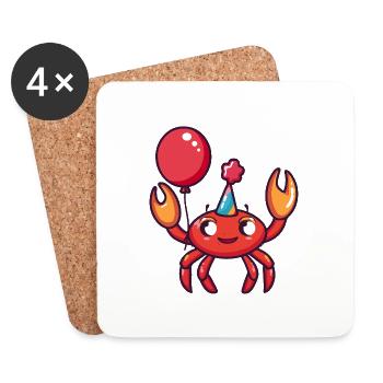 Crab Crab Birthday Baby - Coasters (set of 4) - white - Front