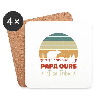 Papa Bear and His Tribe, Humor Gift - Coasters (set of 4) - white - Front