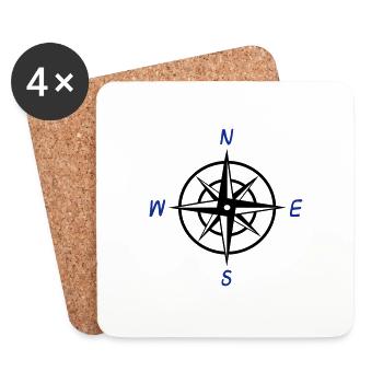 Compass Navigator Nautical Survival Coast Gift - Coasters (set of 4) - white - Front