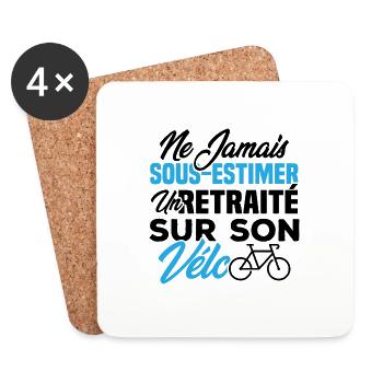 Ne jamais sous estimer un retraité sur son vélo - Dessous de verre (lot de 4) - blanc - Devant