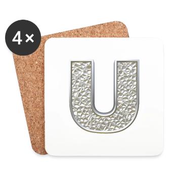 U, letter, initial, monogram, - Untersetzer (4er-Set) - Weiß - Vorne