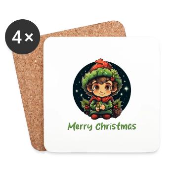 Merry Christmas Christmas Elf Wishes Merry Christmas - Coasters (set of 4) - white - Front
