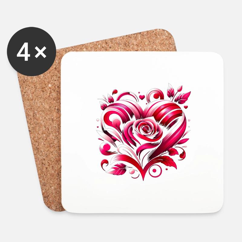 Ewige Blüte der Liebe - Untersetzer (4er-Set) - Weiß