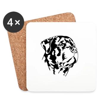 ROTTWEILER Portrait Wilsigns cadeau chien chiens - Dessous de verre (lot de 4) - blanc - Devant
