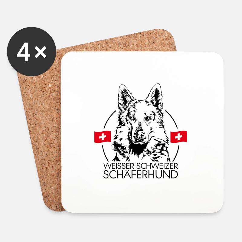 WEIßER SCHWEIZER SCHÄFERHUND Wilsigns Hunde Hund - Untersetzer (4er-Set) - Weiß