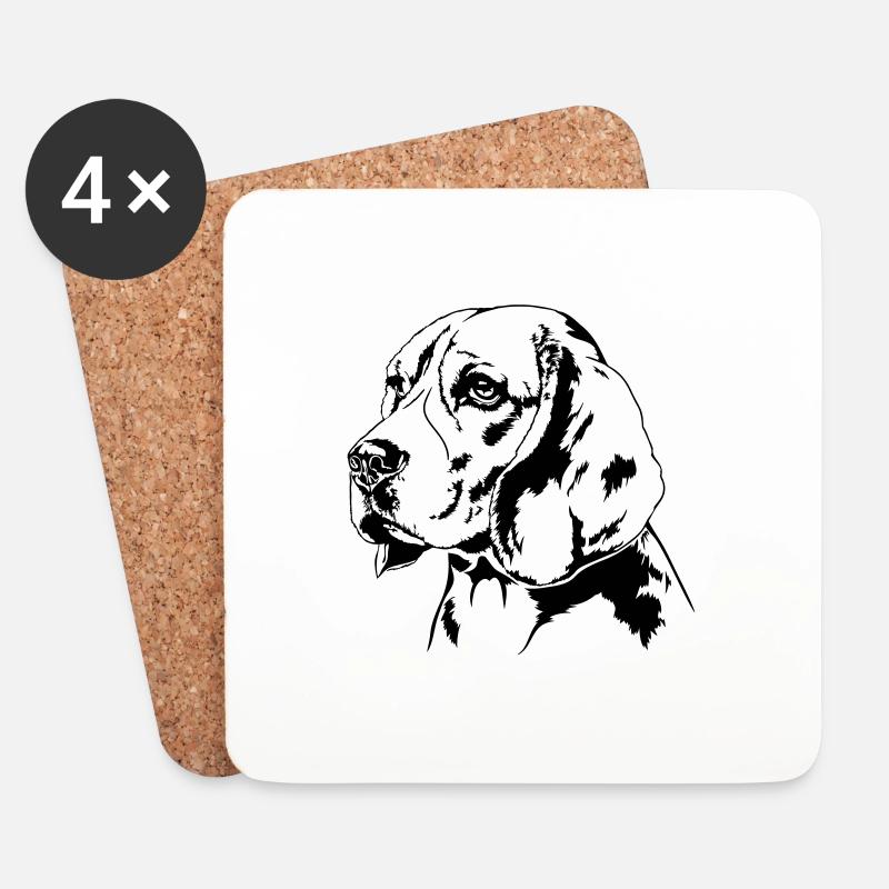 BEAGLE Hundeportrait Hund Hunde Wilsigns Jagdhund - Untersetzer (4er-Set) - Weiß
