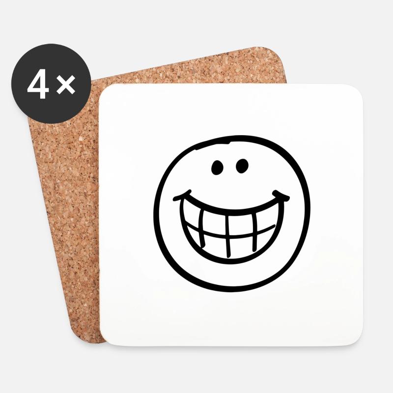 Lachendes Gesicht, Smile, Lächeln - Untersetzer (4er-Set) - Weiß