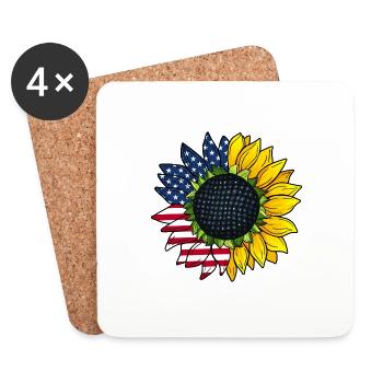 American Sunflower - Coasters (set of 4) - white - Front