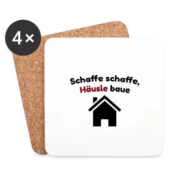 Schaffe schaffe Häusle baue Spruch Hausbau - Untersetzer (4er-Set) - Weiß - Vorne
