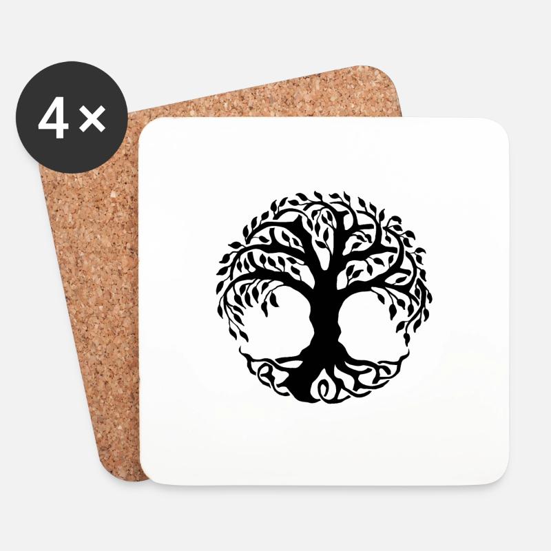 Baum des Lebens - Lebensbaum - Untersetzer (4er-Set) - Weiß