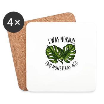 J'étais normal il y a deux monstres | Feuille de fenêtre - Dessous de verre (lot de 4) - blanc - Devant