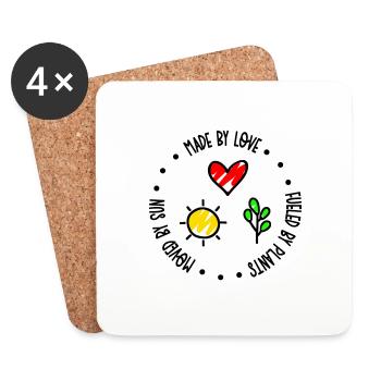 Amour soleil plantes vegan eco durabilité vert - Dessous de verre (lot de 4) - blanc - Devant