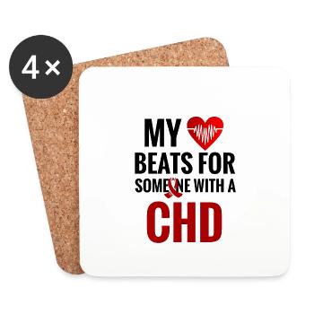 CHD Awareness Shirt | CHD Congenital heart defect - Coasters (set of 4) - white - Front