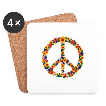 Peace Love 60er 70er Jahre Flower Power Hippie Out - Untersetzer (4er-Set) - Weiß - Vorne