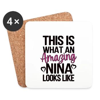 Beste Nina Oma Muttertag Geschenk Nina Großmutter - Untersetzer (4er-Set) - Weiß - Vorne