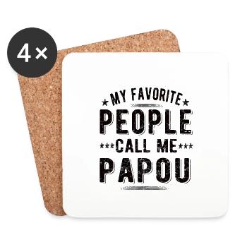 Best Papou Grandpa Father's Day Papou Grandfather Papa - Coasters (set of 4) - white - Front