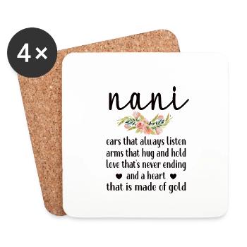 Meilleur cadeau Nani Grand-mère pour la fête des mères Nani Grand-mère - Dessous de verre (lot de 4) - blanc - Devant