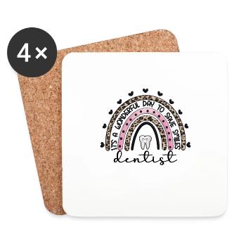 Dentiste Idée cadeau Dentiste Dentiste - Dessous de verre (lot de 4) - blanc - Devant