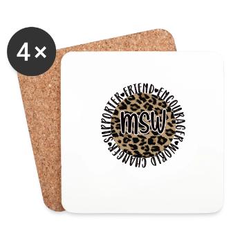 Master en travail social MSW - Dessous de verre (lot de 4) - blanc - Devant
