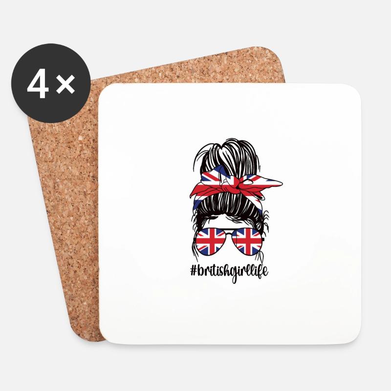 Britin Großbritannien Flagge Britische Wurzeln - Untersetzer (4er-Set) - Weiß