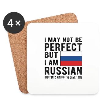 Fier drapeau russe russe d’origine russe - Dessous de verre (lot de 4) - blanc - Devant