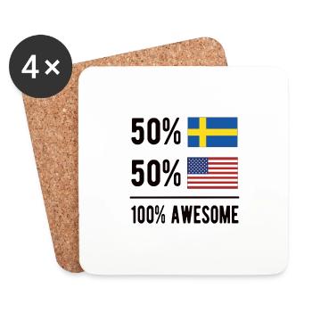Moitié suédois moitié américain Usa Suède Drapeau - Dessous de verre (lot de 4) - blanc - Devant