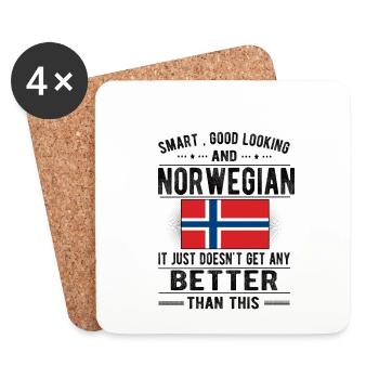 Norwegian Norway flag Norwegian origin - Coasters (set of 4) - white - Front