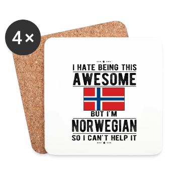 Norwegian Norway Flag Norwegian origin - Coasters (set of 4) - white - Front
